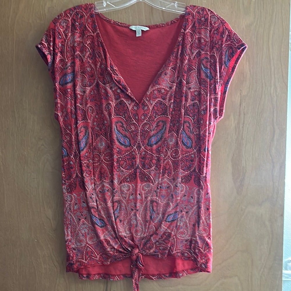 Lucky Brand Red and Blue Paisley Blouse